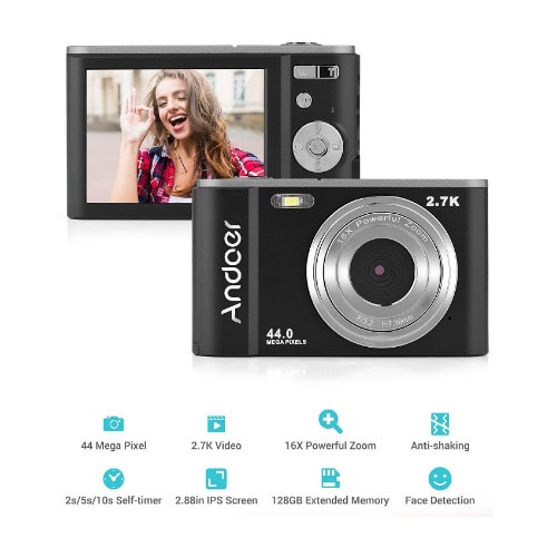 44 Mega Pixel Digital Camera With Video Camera 2.7k & 16x Zoom Face Detection