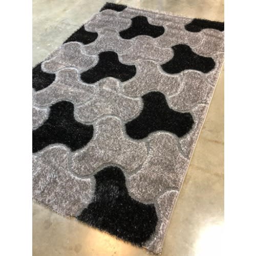 4 By 6ft Shaggy Center Rug -Black & Ash