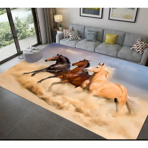 Horse Image Print Design Sitting Room Area Rug
