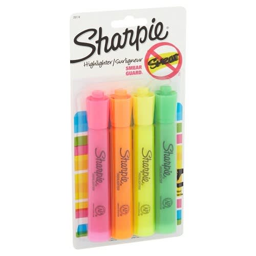 Tank Style Highlighter Chisel Tip Assorted Markers  4 Pack