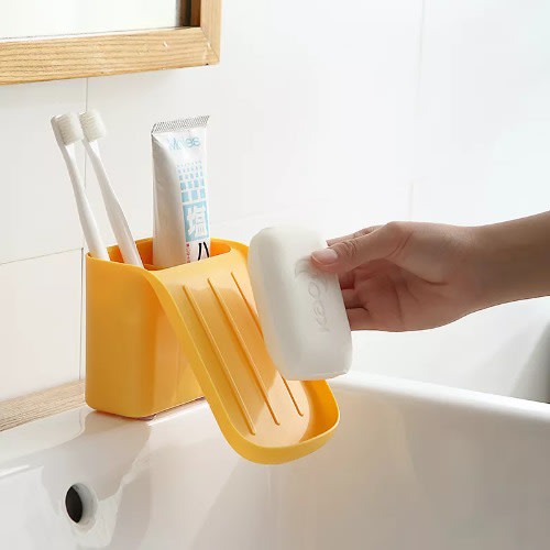 Self Adhesive Plastic Soap Holder For Bathroom - Yellow