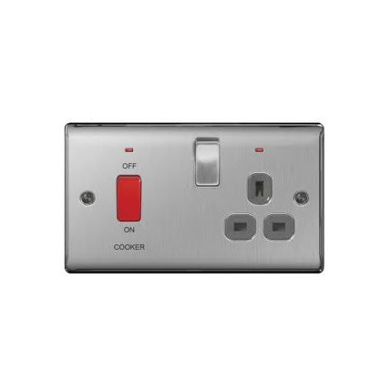 BG 13A Socket Cooker Connection Unit  - Brushed Steel