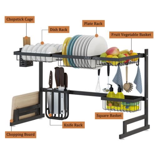 Stainless Steel Over Sink Kitchen Stand Drying Rack And Plate Holder Hanging Dish