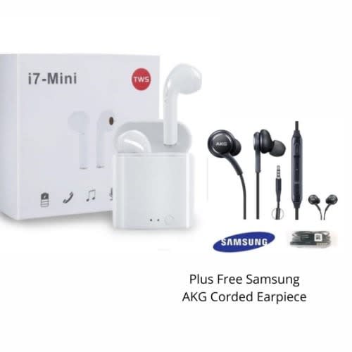 I7mini Bluetooth Earpiece Plus Free Samsung Akg Corded Earpiece