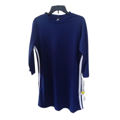 High Neck Dress- 2 White Strip By Side 3/4 Sleeve