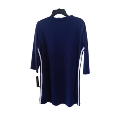 High Neck Dress- 2 White Strip By Side 3/4 Sleeve
