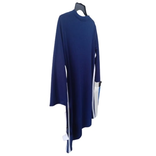 High Neck Dress- 2 White Strip By Side 3/4 Sleeve