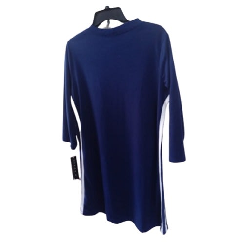 High Neck Dress- 2 White Strip By Side 3/4 Sleeve