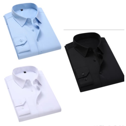 3pcs Cotton Formal Longsleeve Shirt  White Black Sky Blue