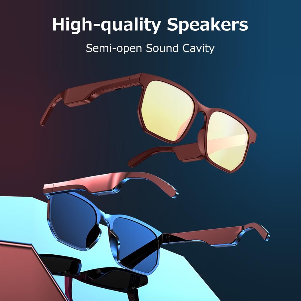 Smart Wireless BT5.0 Headset Music Glasses Outdoor Sports Headphone Stable Pairing Built-in Speaker Wide Compatibility Red