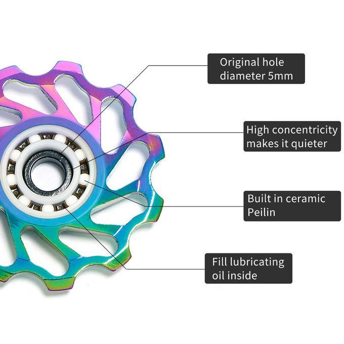 Mountain Bike  Erami  Rear Derailleur Guide Wheel Transmission Aluminum Alloy-colorful-11T