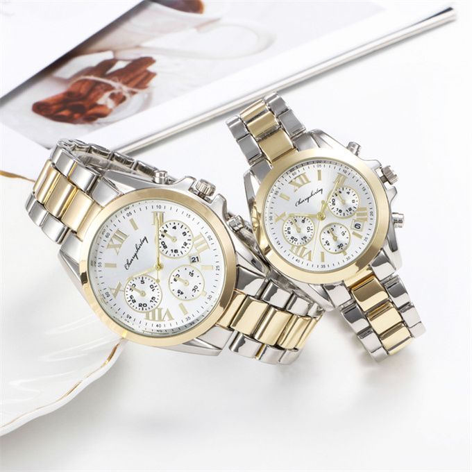 2 Pieces Of Couple Wrist Watch-Interval Gold