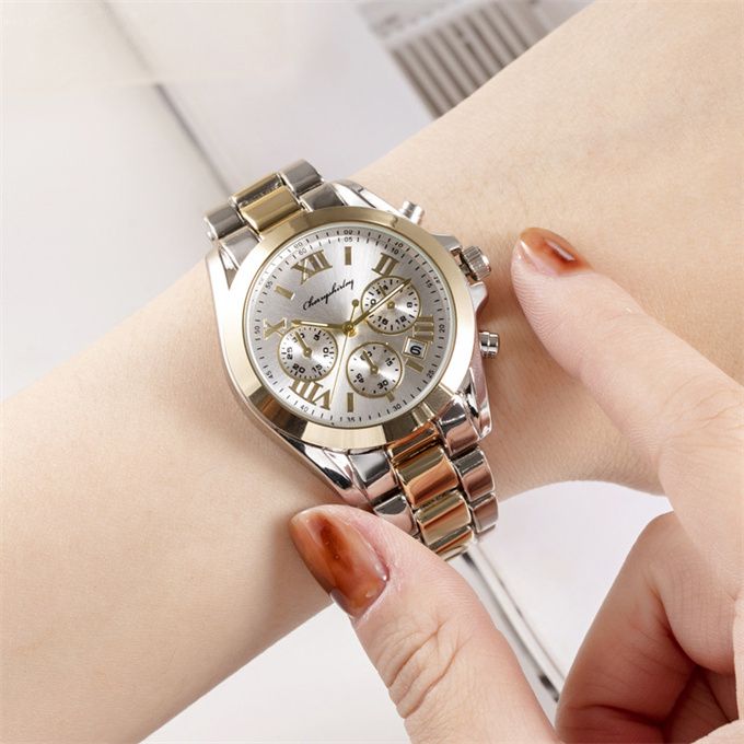 2 Pieces Of Couple Wrist Watch-Interval Gold
