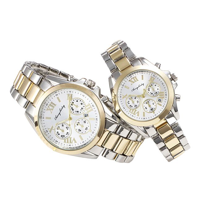 2 Pieces Of Couple Wrist Watch-Interval Gold