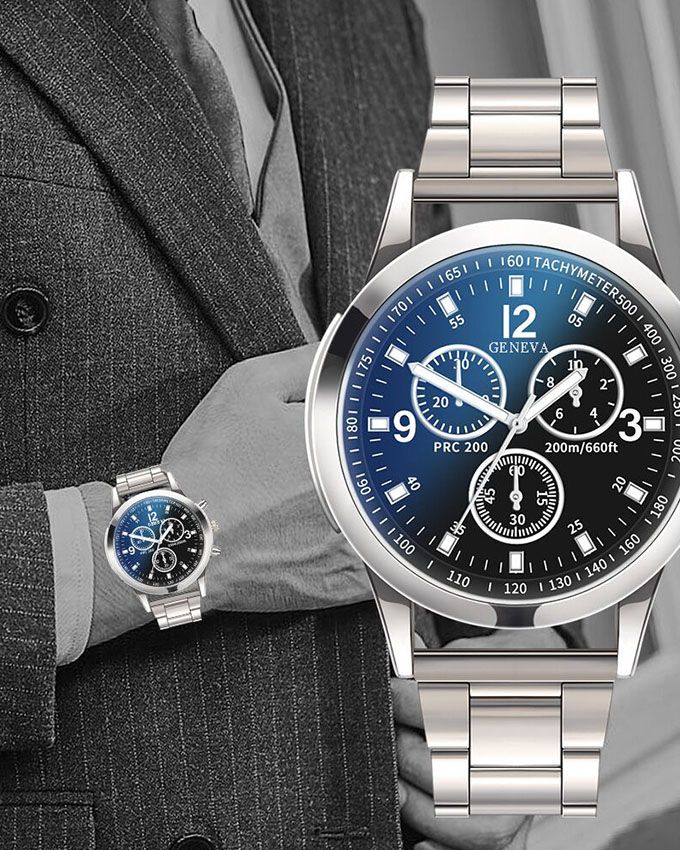 MenWatch Fashion    Watches Wristwatch Gift For Male-Silver Black