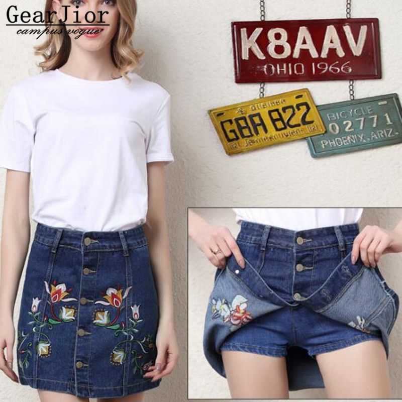 2017 New Women's Spring Summer Autumn Embroidery Cowboy
