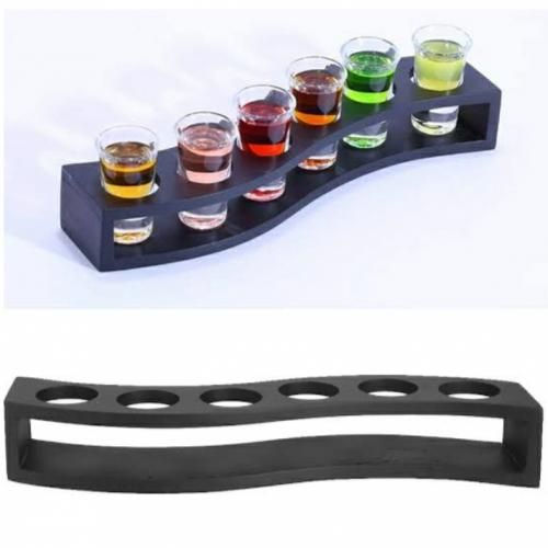 6 Solid Tequila Shot Glasses With Solid Holder