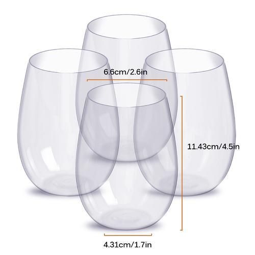4pcs/set Wine Glass Plastic Shatterproof Red Wine Glass Juice Cocktail Scotch Whiskey Beer Glass Handleless Wine Glass
