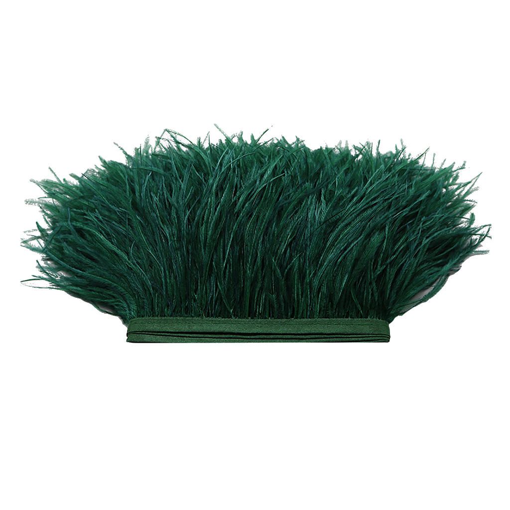 1 Yard Dyed Ostrich Feather Fringe Trim Ribbon Dark Green