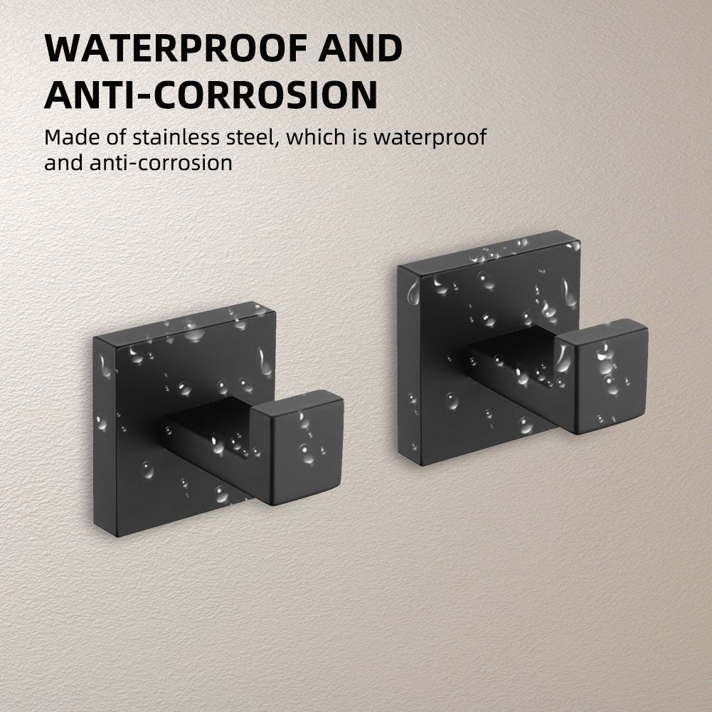 2 Pcs Wall Hooks Towel Hooks Black Made Of 304 Stainless