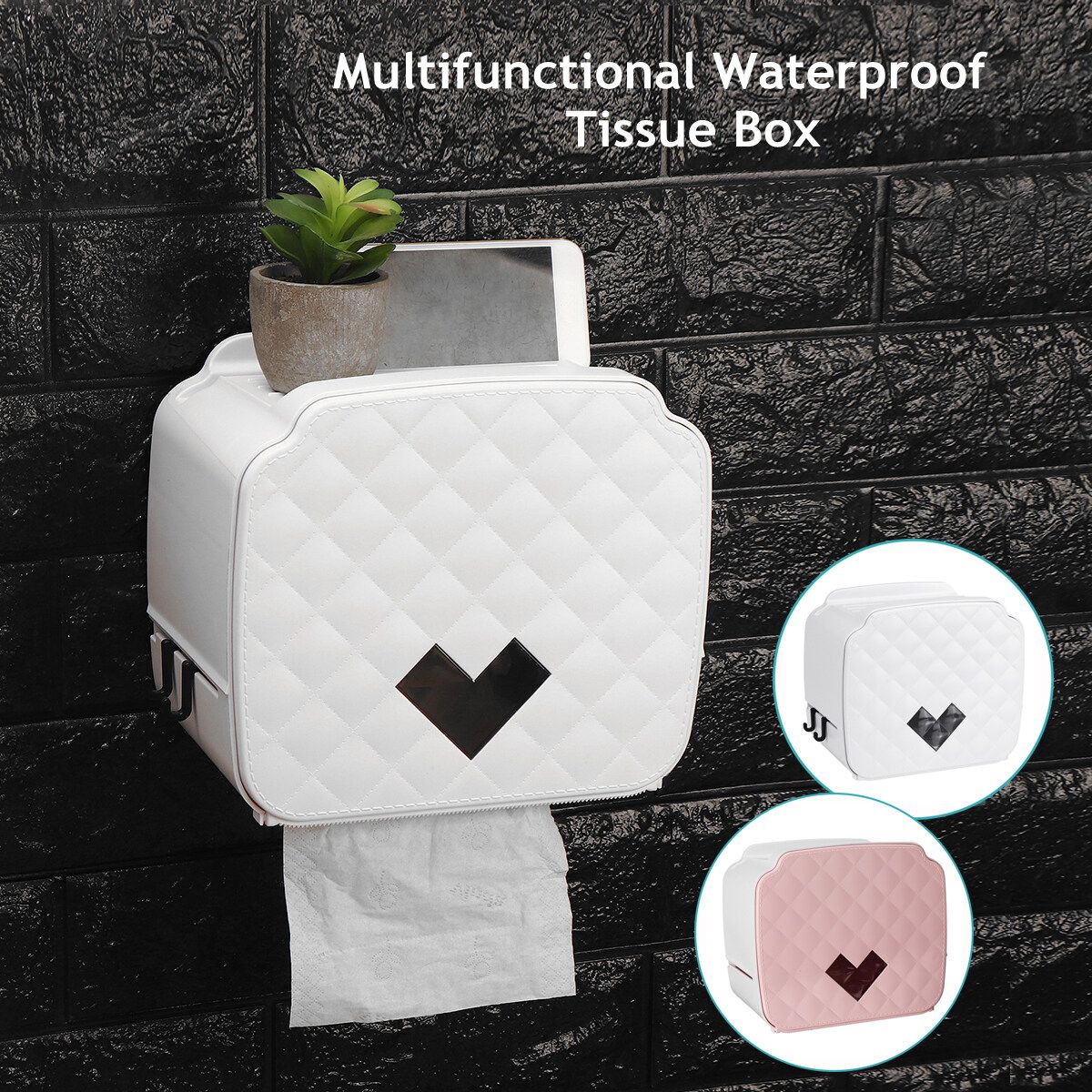 Double Toilet Tissue Box Toilet Double-layer Storage Rack Drawer Tray Punch-free Waterproof Wall-mounted Paper Roll Toilet Paper Holder Waterproof Wall-mounted Toilet Paper Box Tissue Tray Bathroom Shelf For Bathroom Kitchen 