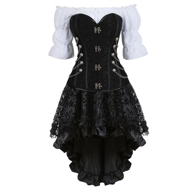 Steampunk Corset Dress Plus Size S Corsets For Women Pirate Corset-2837 6505 7056black
