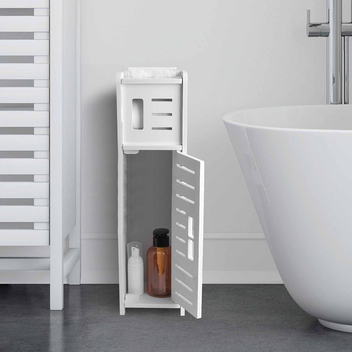 Small Toilet Paper Holder Stand, Bathroom Storage Cabinet For Small Space - AJ49