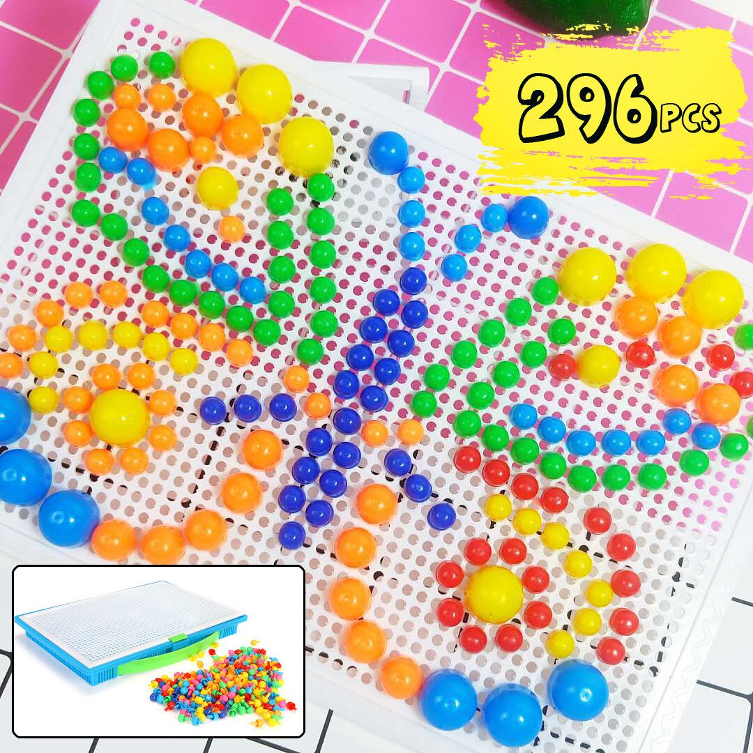 296Pcs Kids Pegs Board Educational Toys Children Puzzle Learning Creative Gift