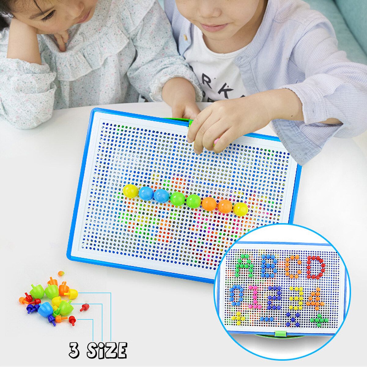 296Pcs Kids Pegs Board Educational Toys Children Puzzle Learning Creative Gift