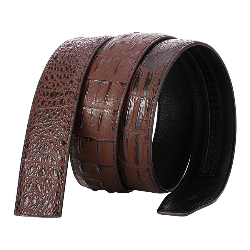 120cm Men Leather Ratchet Belt Waistband Strap For Automatic Buckle