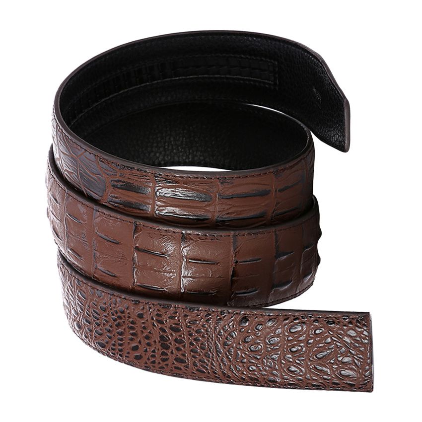 120cm Men Leather Ratchet Belt Waistband Strap For Automatic Buckle