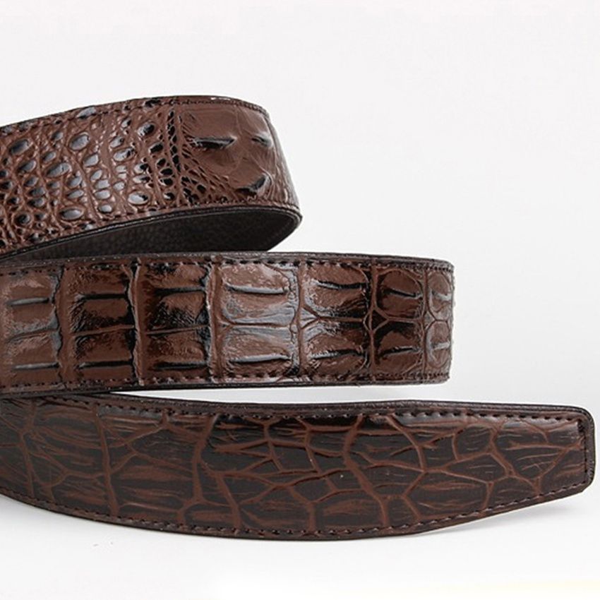 120cm Men Leather Ratchet Belt Waistband Strap For Automatic Buckle