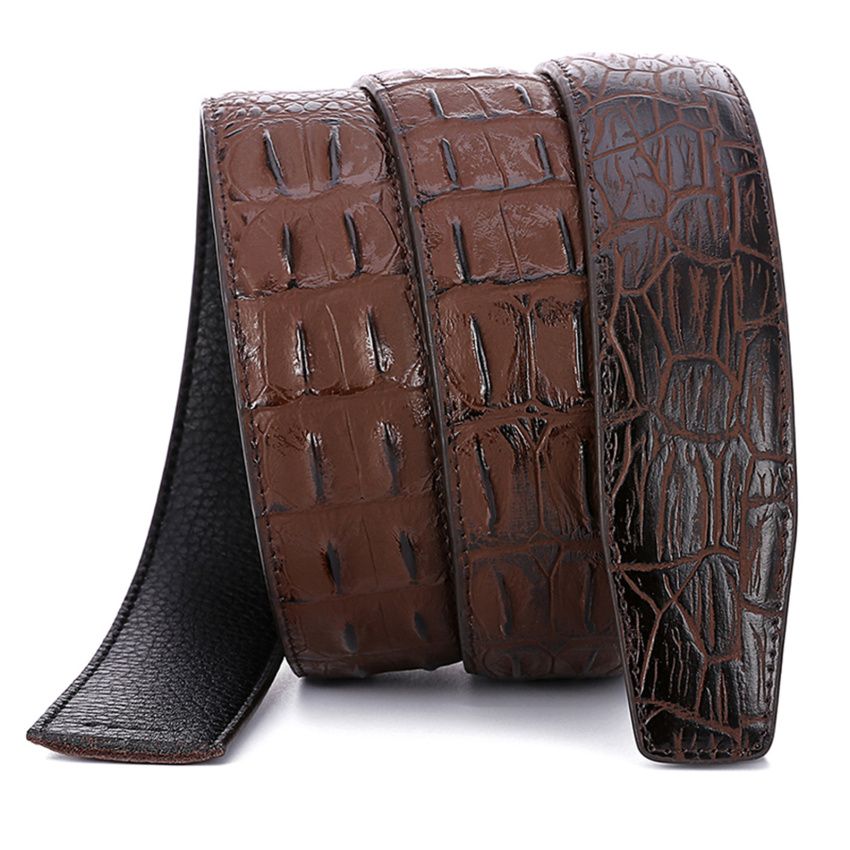 120cm Men Leather Ratchet Belt Waistband Strap For Automatic Buckle