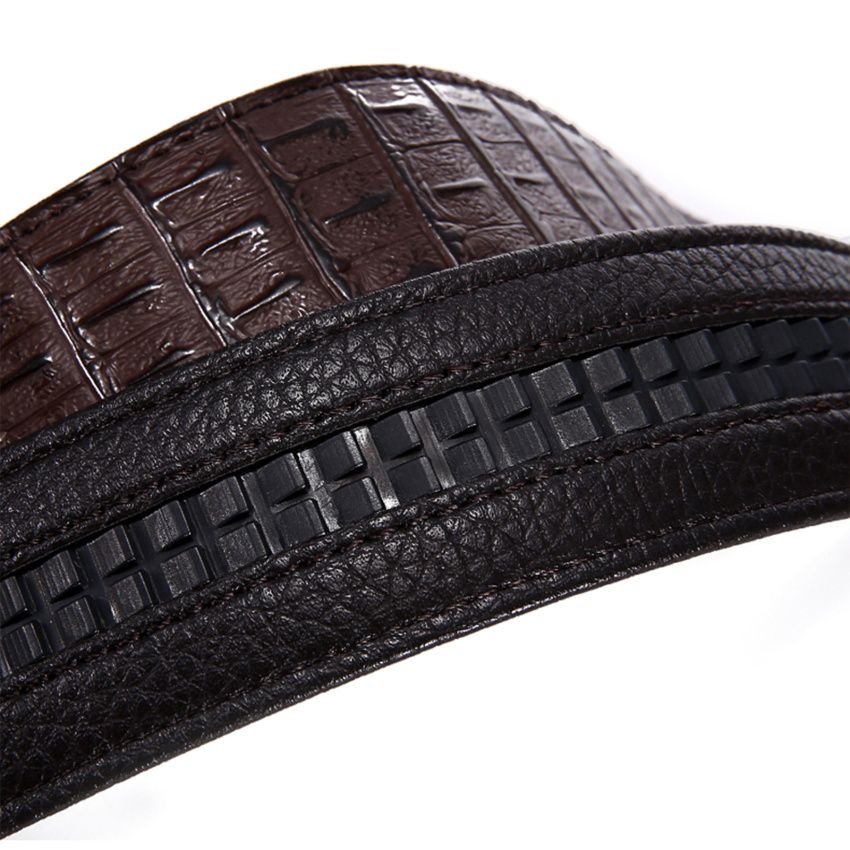 120cm Men Leather Ratchet Belt Waistband Strap For Automatic Buckle