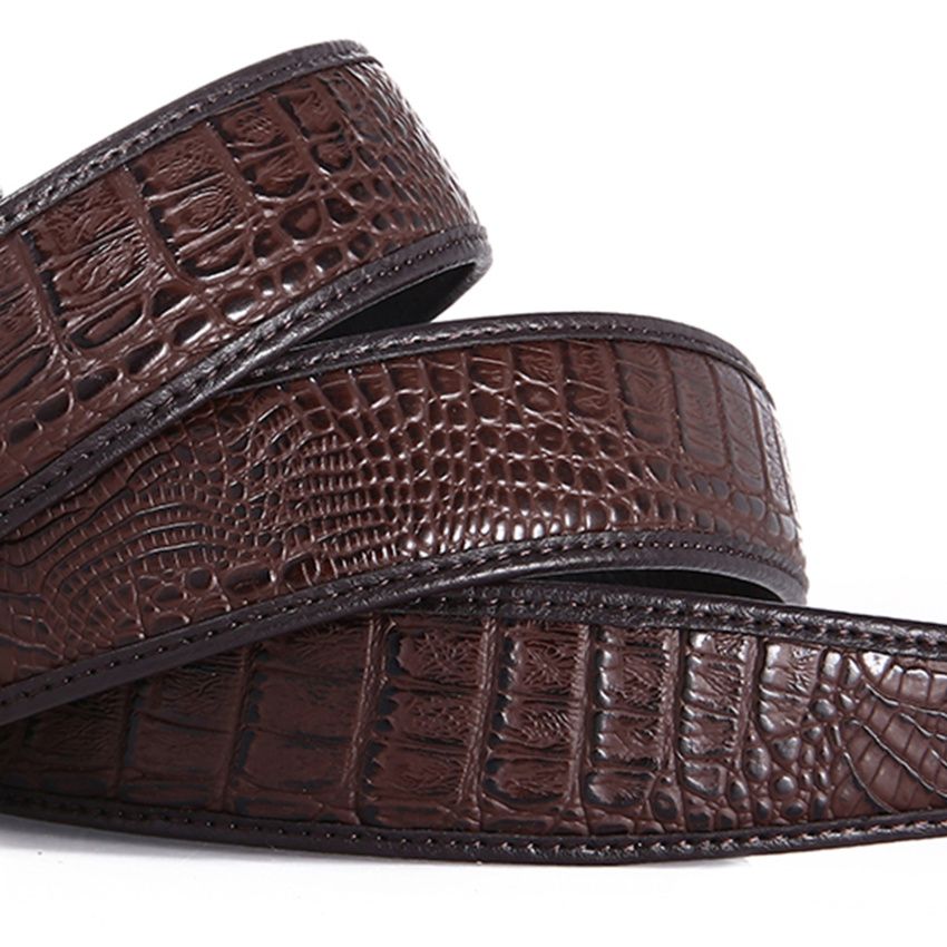 120cm Men Leather Ratchet Belt Waistband Strap For Automatic Buckle