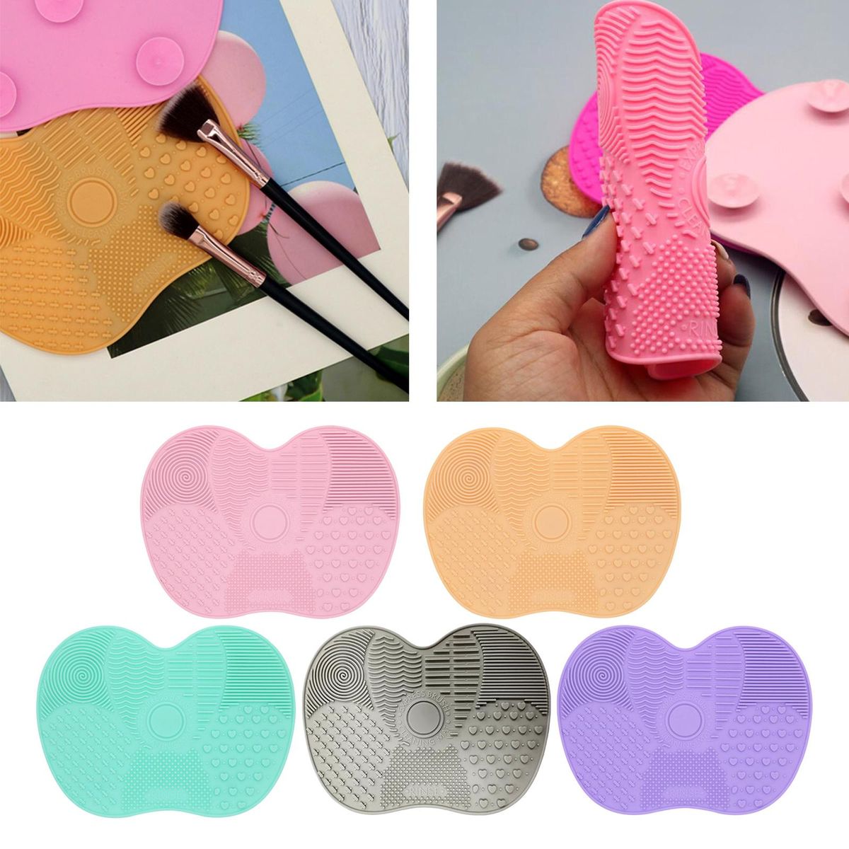 Brush Cleaner Pad With Suction Cups Large Pink