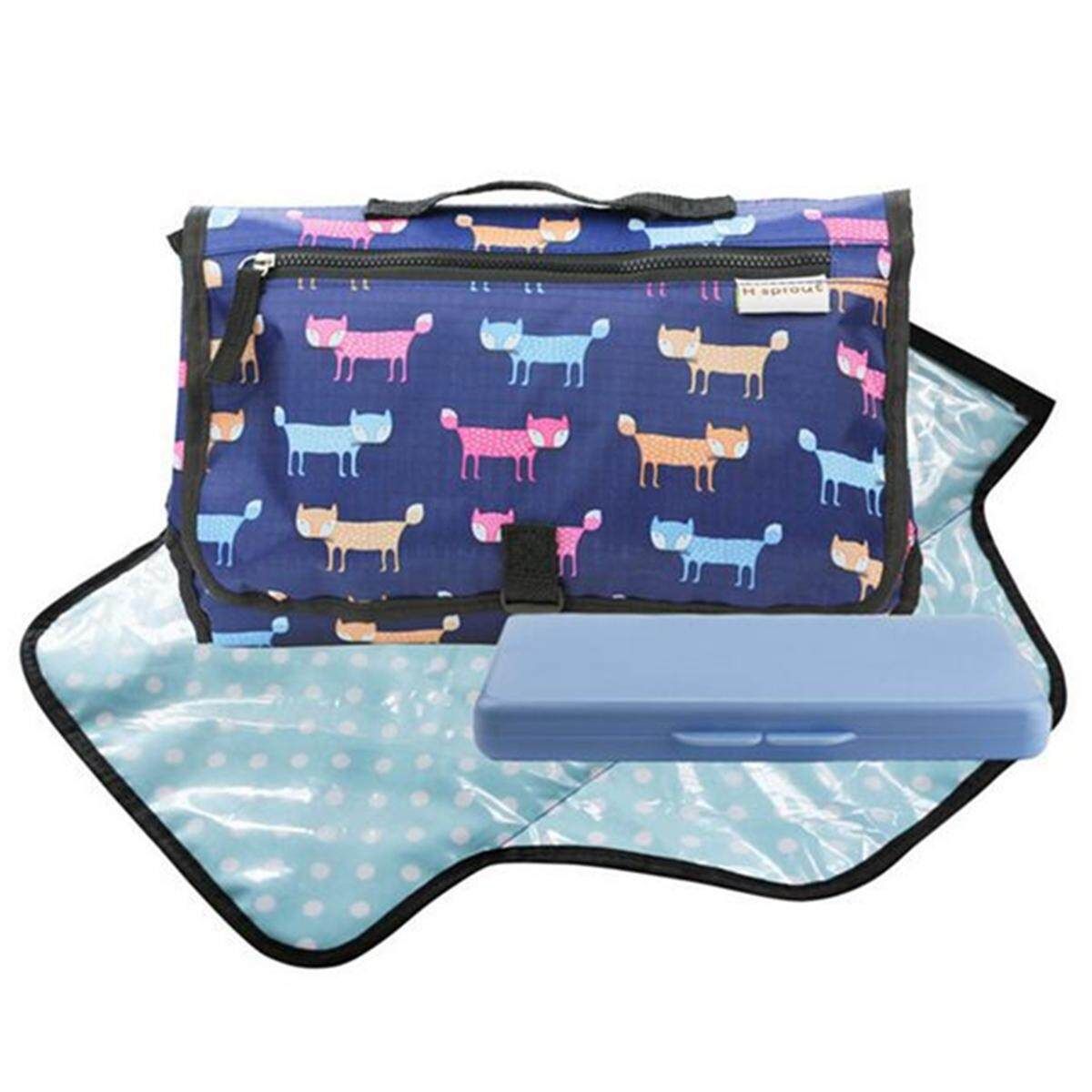 Melobaby ALL-IN-ONE Nappy Wallet & Change Mats. Essential Baby Bag Item Colorful Fox