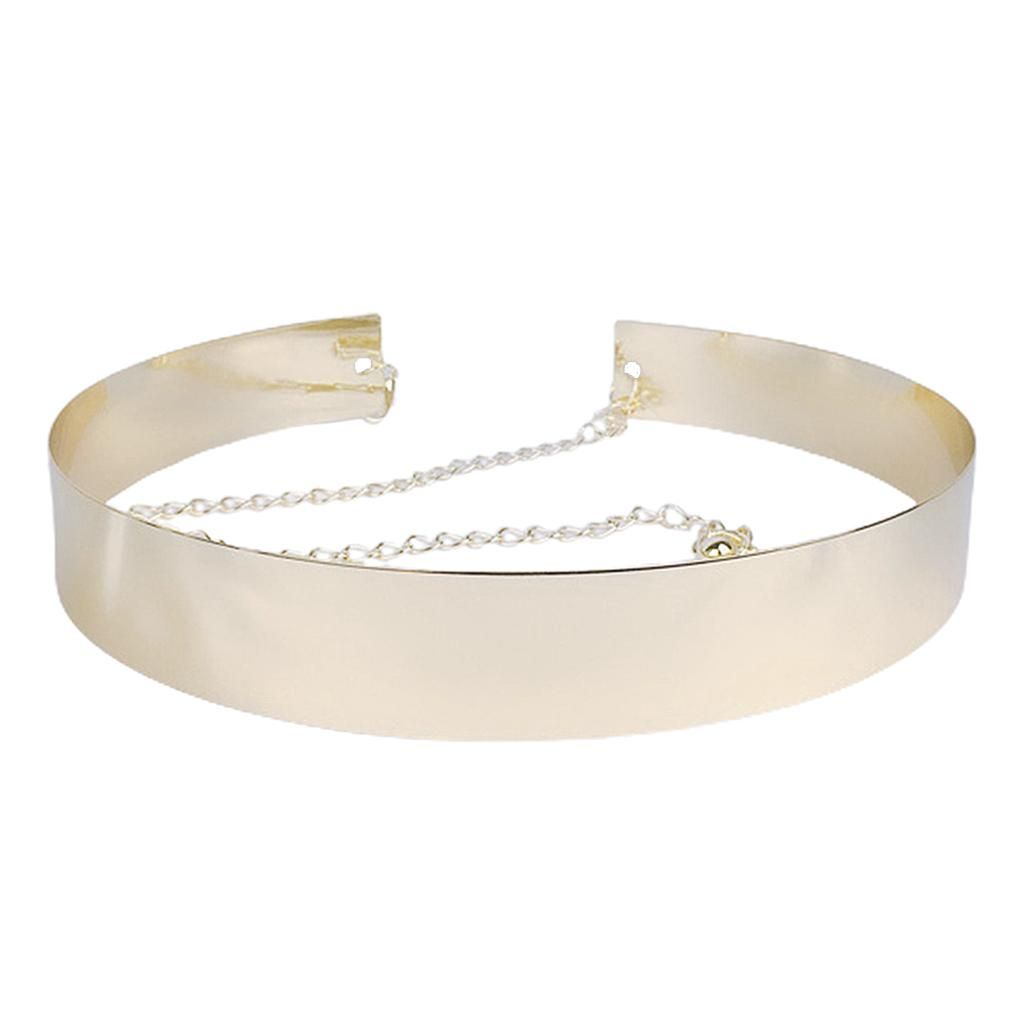 2Pcs Lady Metal Waist Belt Waistband Mirror 3.5cm Wide Plate Chic Belt