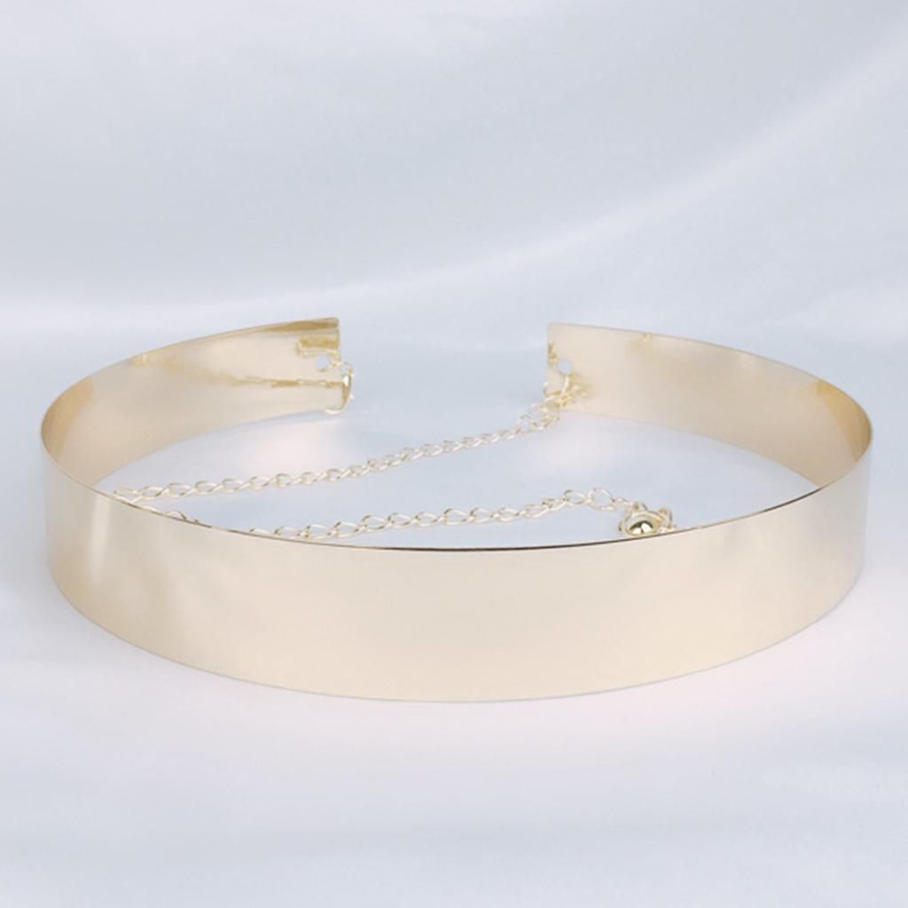 2Pcs Lady Metal Waist Belt Waistband Mirror 3.5cm Wide Plate Chic Belt