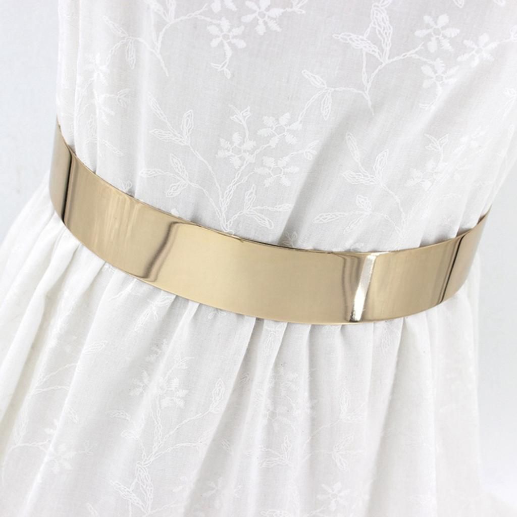 2Pcs Lady Metal Waist Belt Waistband Mirror 3.5cm Wide Plate Chic Belt