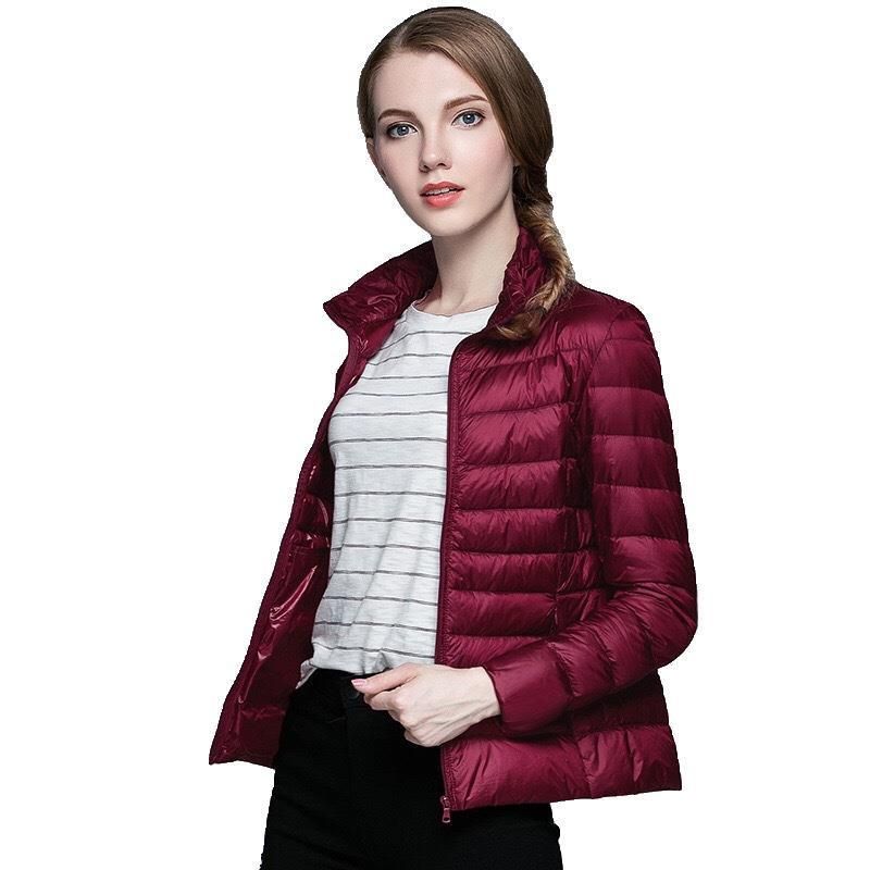Lightweight down jacket women's short autumn and winter slim fitting standing collar women's