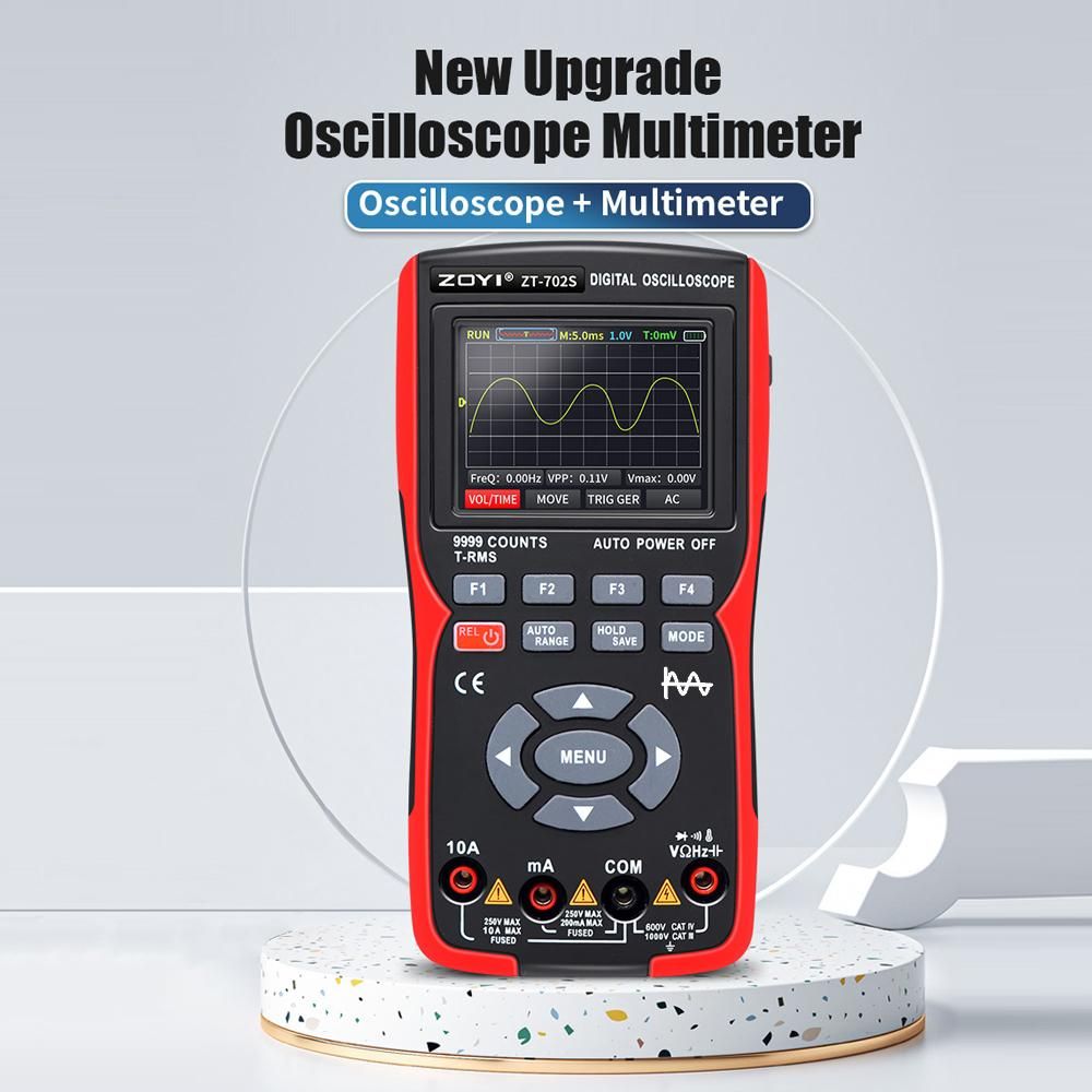 2in1 Digital Oscilloscope Multimeter 48MSa/s Sampling Rate 10Mhz Bandwidth 9999 Counts True RMS 2.8inch IPS Color Display Multimetro