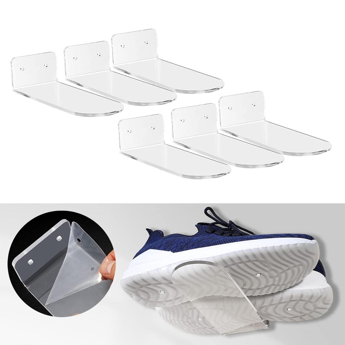 6pcs Floating Shoe Shelves Wall Mounting Saving