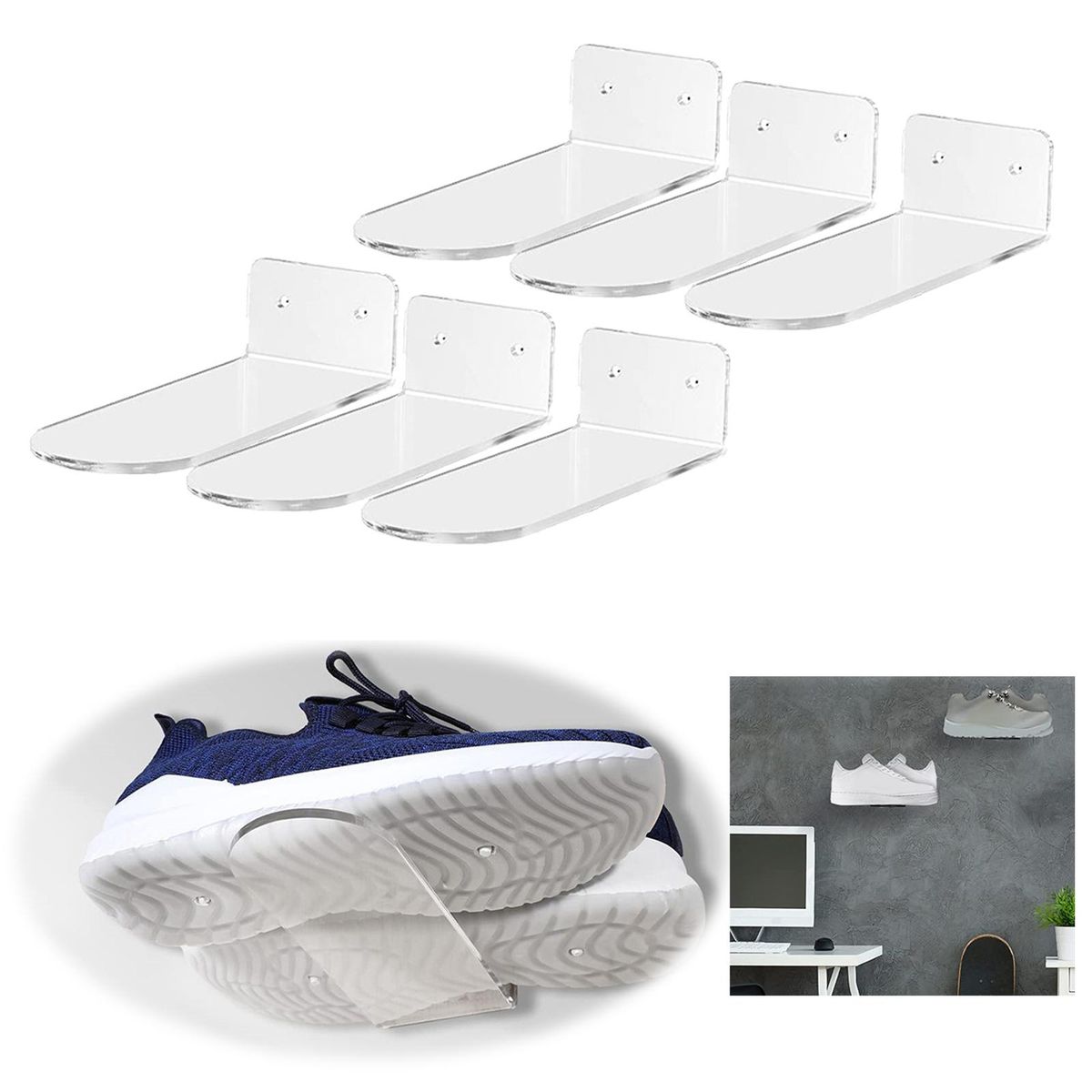 6pcs Floating Shoe Shelves Wall Mounting Saving