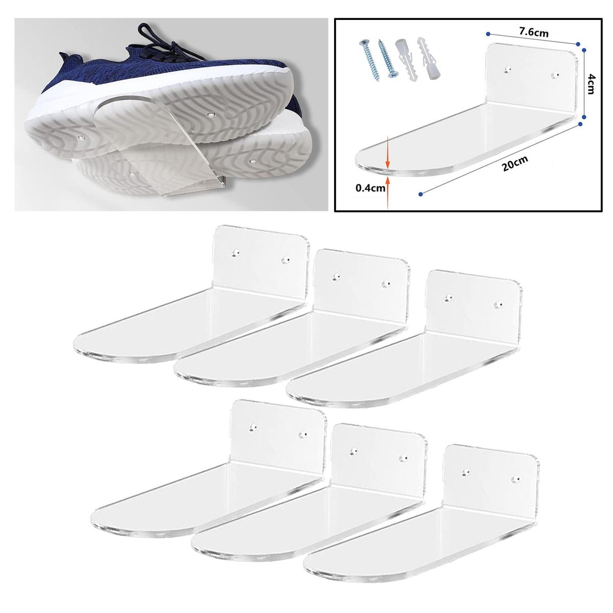 6pcs Floating Shoe Shelves Wall Mounting Saving