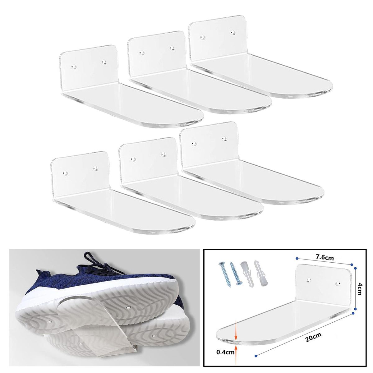 6pcs Floating Shoe Shelves Wall Mounting Saving