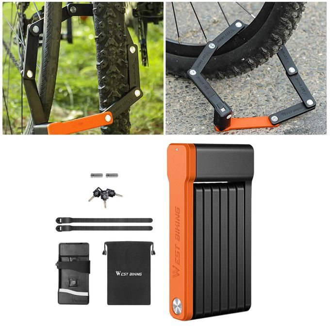 Folding Bicycle Lock With Carrying Storage Heavy Duty 3 Keys 63cm Anti