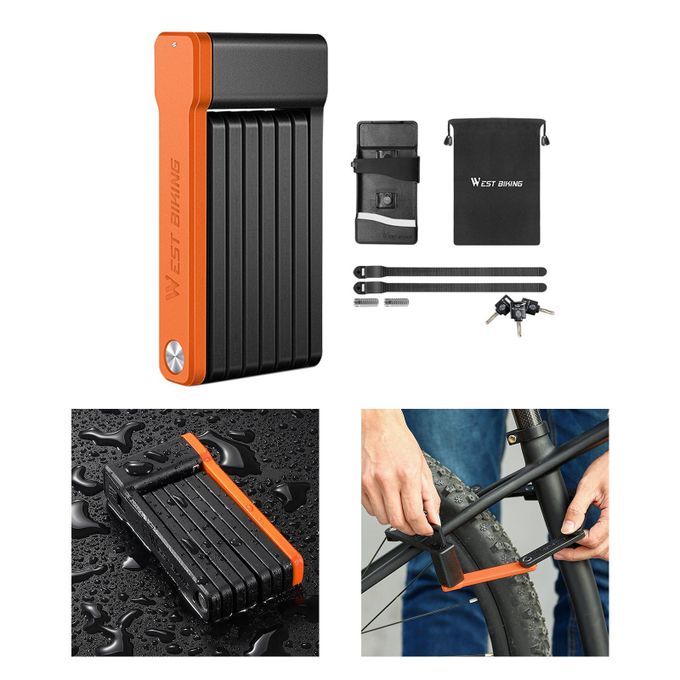 Folding Bicycle Lock With Carrying Storage Heavy Duty 3 Keys 63cm Anti