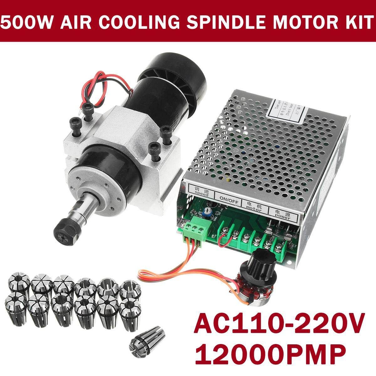 110V-220V 500W Air Cooling Spindle Motor + 52mm Clamps + Speed Governor ER11