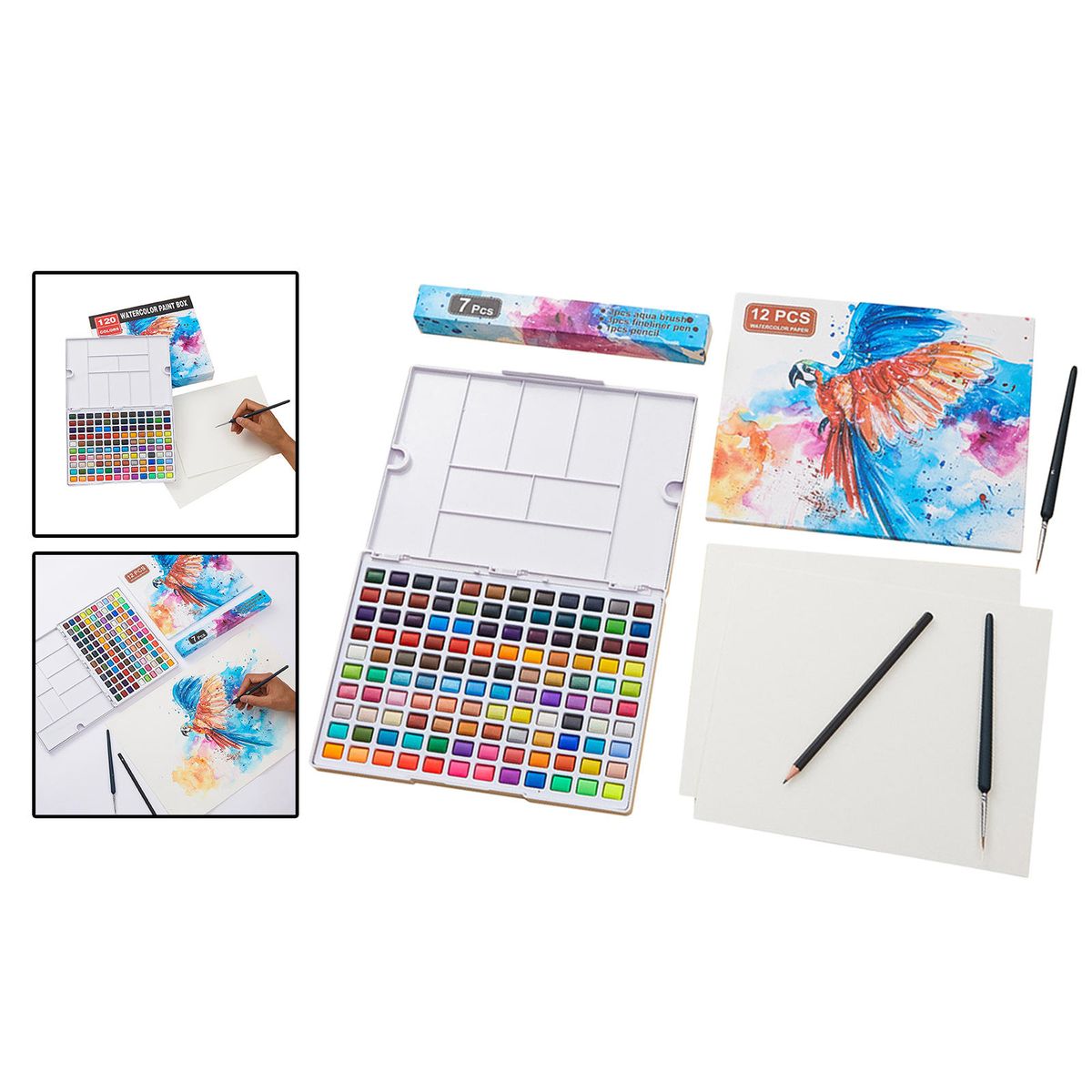 120Color Pro Watercolor Paint Set Washable Portable Solid